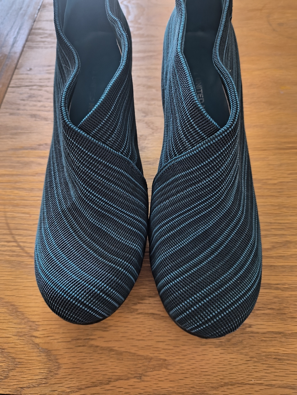 United Nude Teal and Black Knit Slip-On Mules